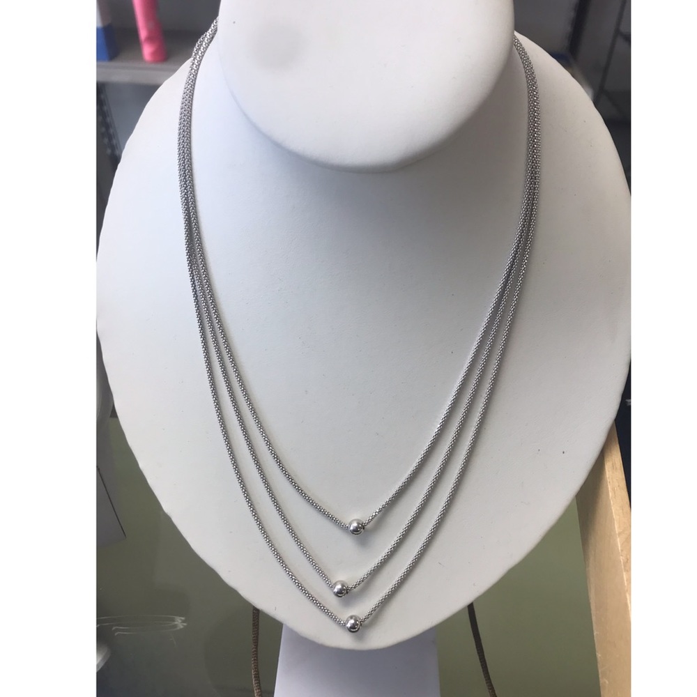 Sterling Silver Beaded Rope Chain Necklace